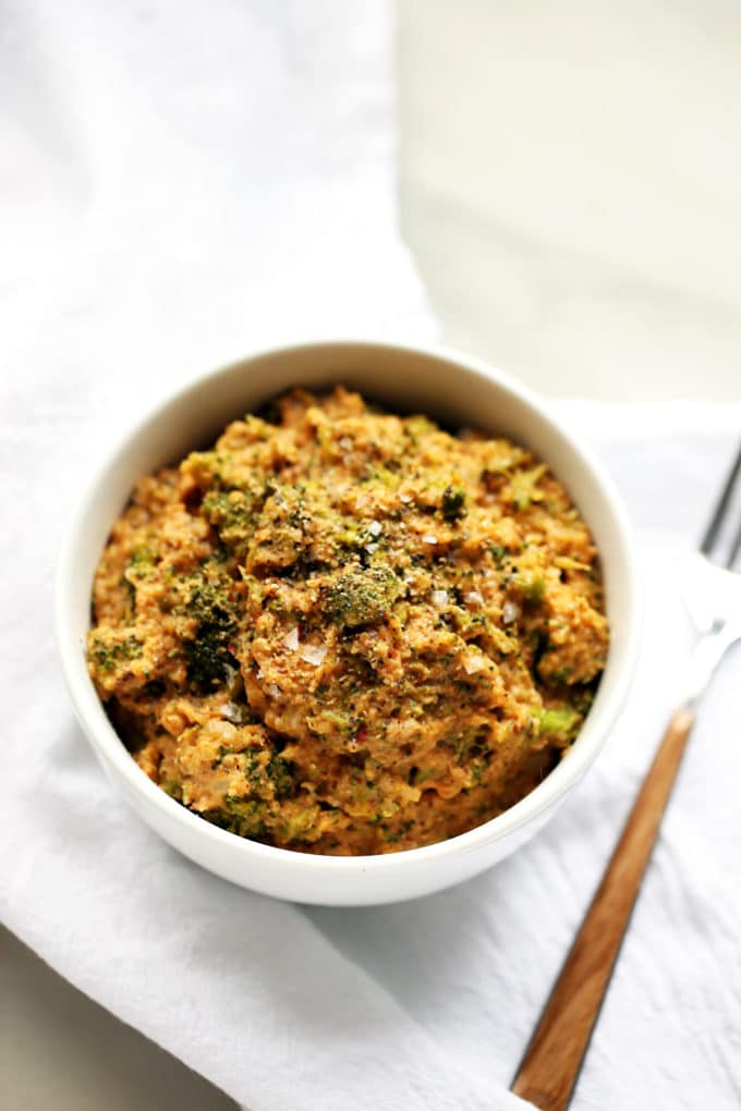 Cheesy Broccoli Cauliflower Rice | An ultra-cheesy , protein-packed "rice" that's vegan, gluten-free, and grain-free!
