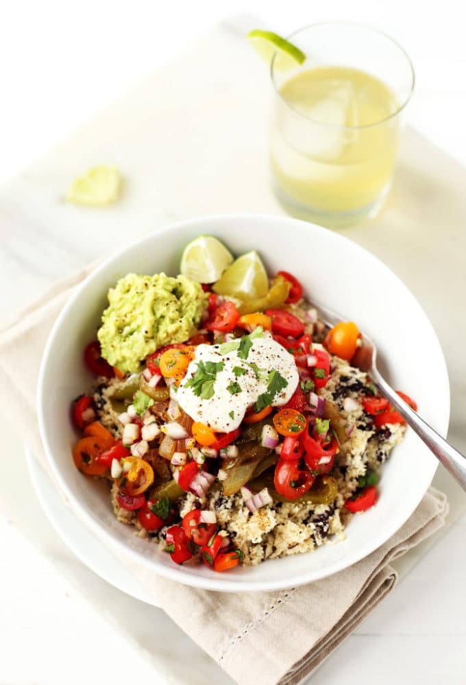 Vegetable Burrito Bowls with Cauliflower Rice | vegan, gluten-free, paleo