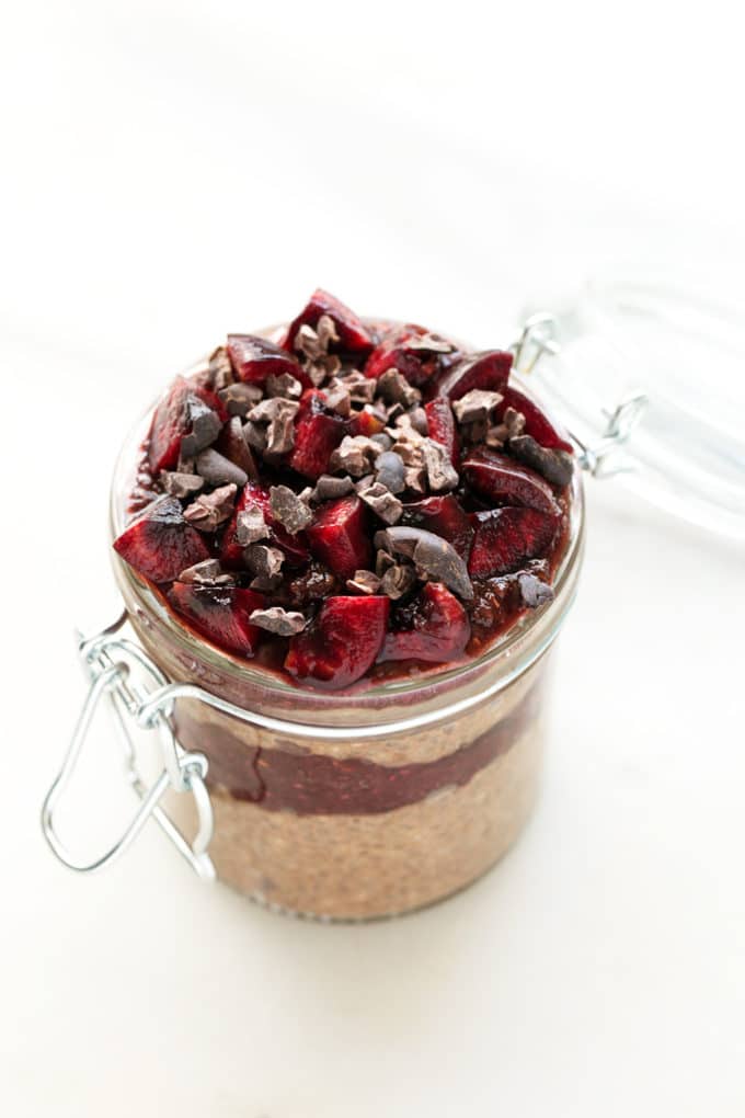 Chocolate Cherry Chia Pudding Parfaits