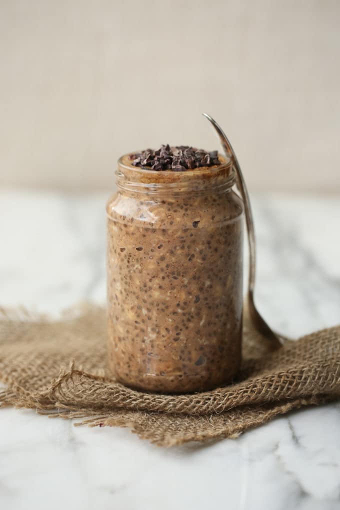 Energizing Cacao, Almond Butter & Maca Overnight Oats
