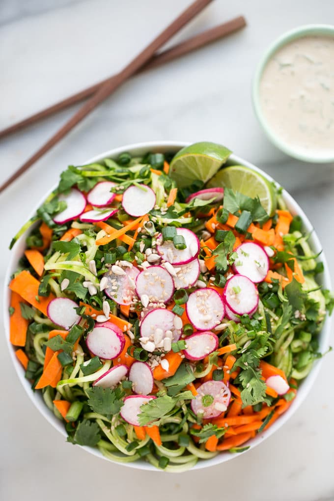 Quick Cucumber Noodle Salad with Creamy Tahini-Lime Dressing