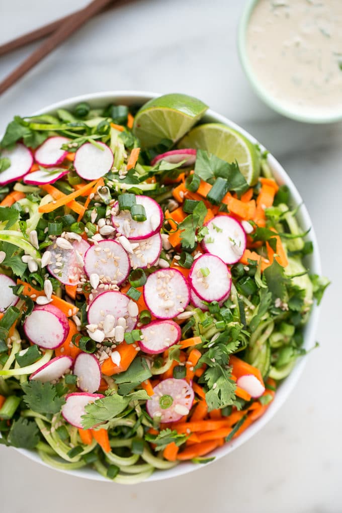 Quick Cucumber Noodle Salad with Creamy Tahini-Lime Dressing