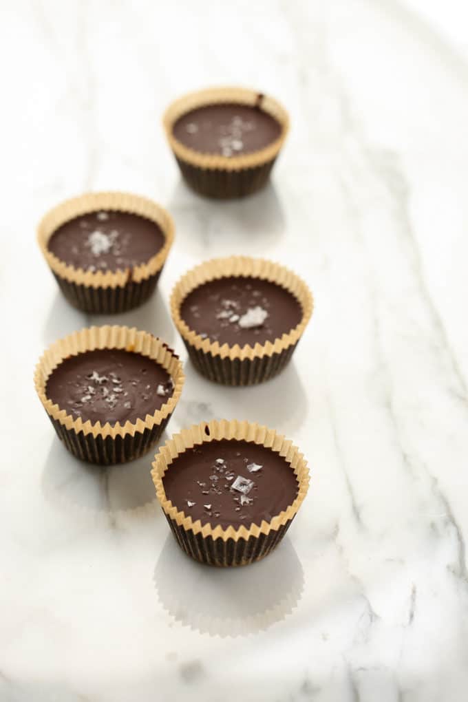 Jumbo Peanut Butter Caramel Dark Chocolate Cups | vegan, refined-sugar-free, gluten-free