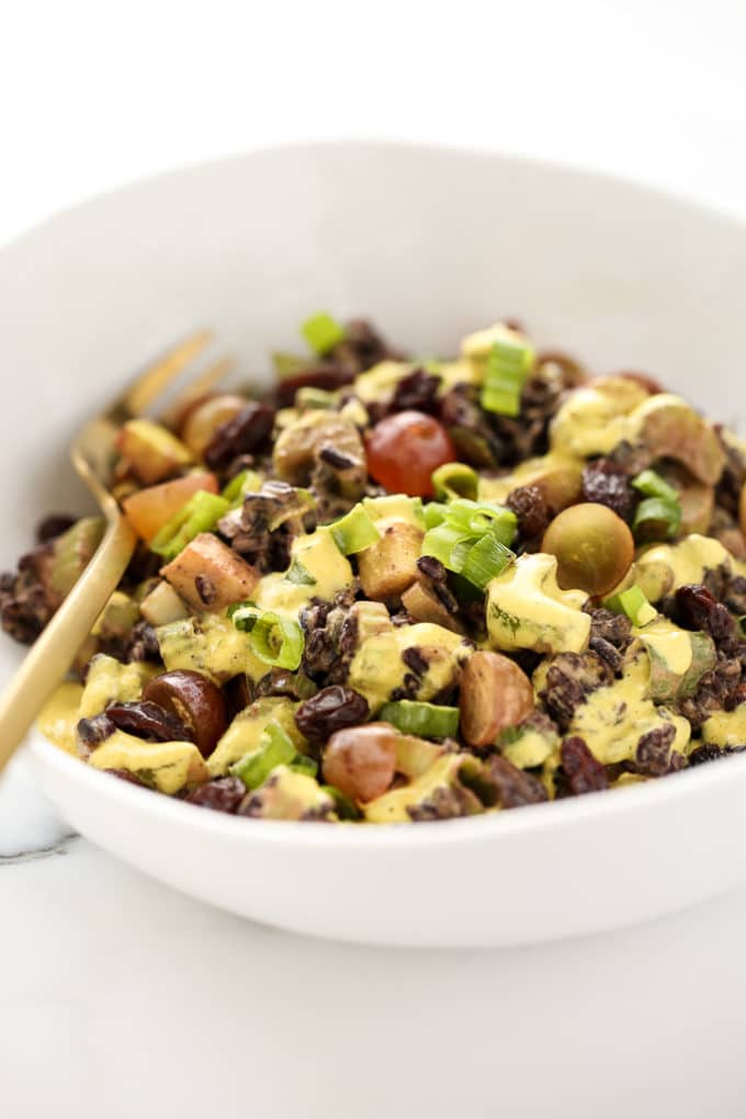 Black Rice Crunch Salad with Creamy Curried Cashew Dressing