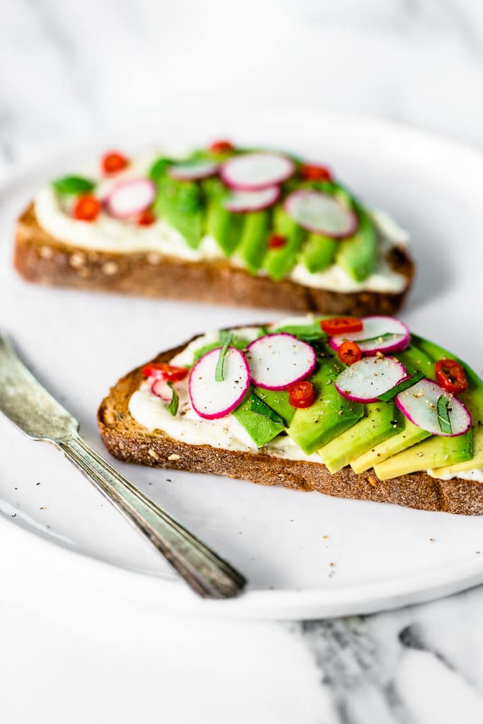 Avocado Toast with Radish, Basil, and Coconut Mayonnaise from Coconut Kitchen