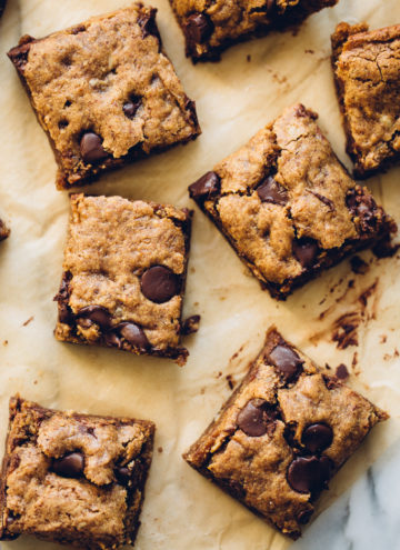 Almond Butter Chocolate Chip Cookie Bars | Vegan, Gluten-Free