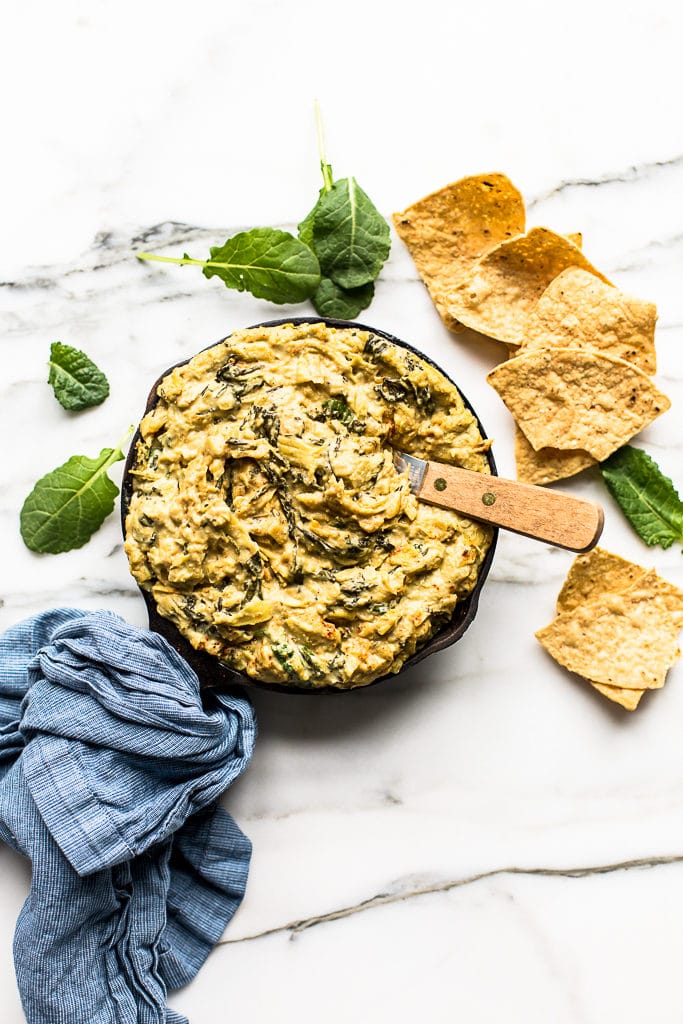 Warm Vegan Kale and Artichoke Dip Crossroads Kitchen by Tal Ronnen