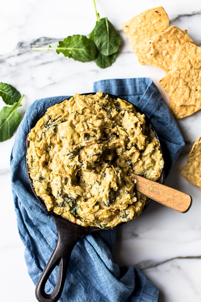 Warm Vegan Kale and Artichoke Dip Crossroads Kitchen by Tal Ronnen