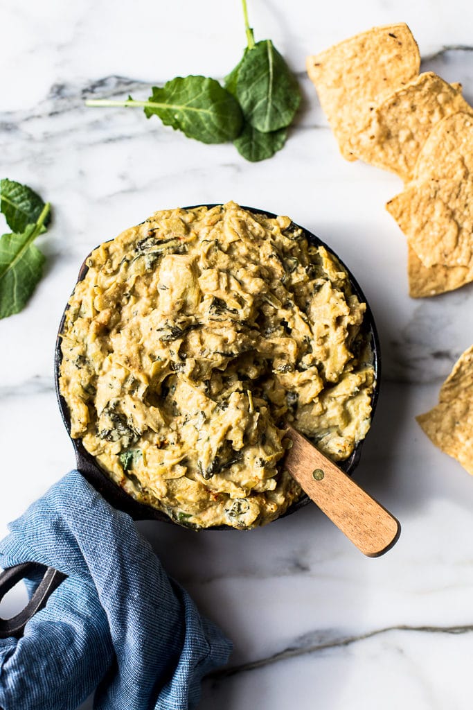 Warm Vegan Kale and Artichoke Dip Crossroads Kitchen by Tal Ronnen