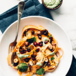 Shaved Carrot Salad with Superseed Cilantro Pesto, Pomegranate Seeds & Toasted Hazelnuts