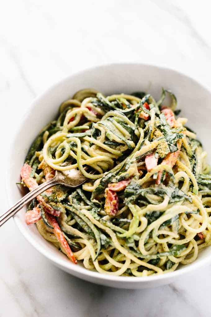 Raw Power Zucchini Noodles with Hemp Seed Alfredo | vegan, gluten-free