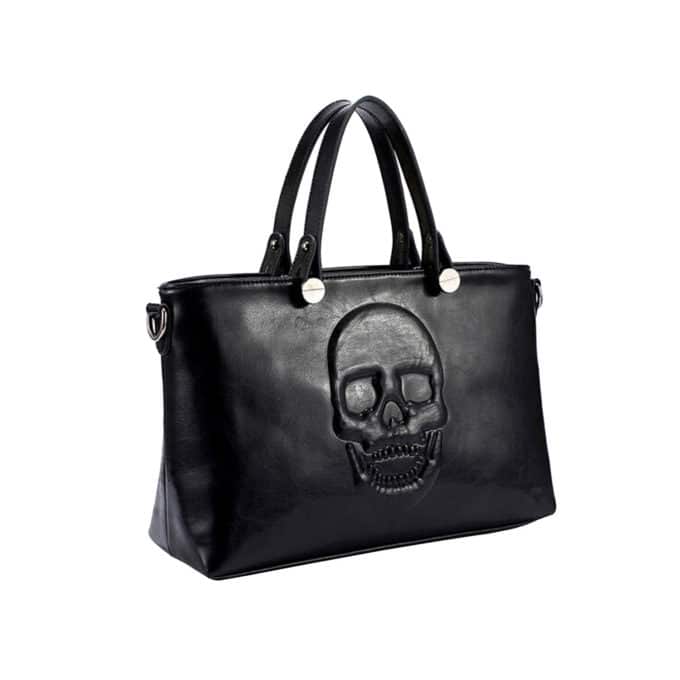 Mechaly Black Skully Vegan Leather Bag