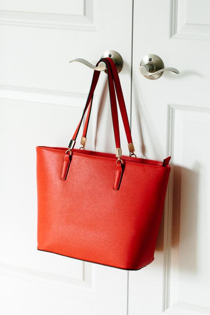 Mechaly Sydney Red Vegan Leather Tote Handbag