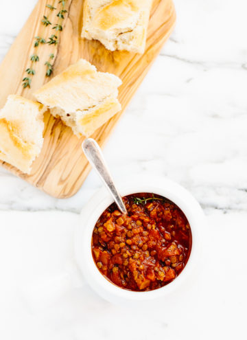 Warming Tomato and Lentil Stew | A simple protein-packed vegan stew that comes together in just 45 minutes!