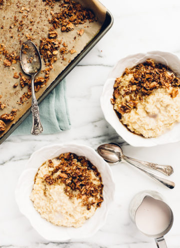 Maple Millet Porridge with Candied Coconut-Walnut Topping