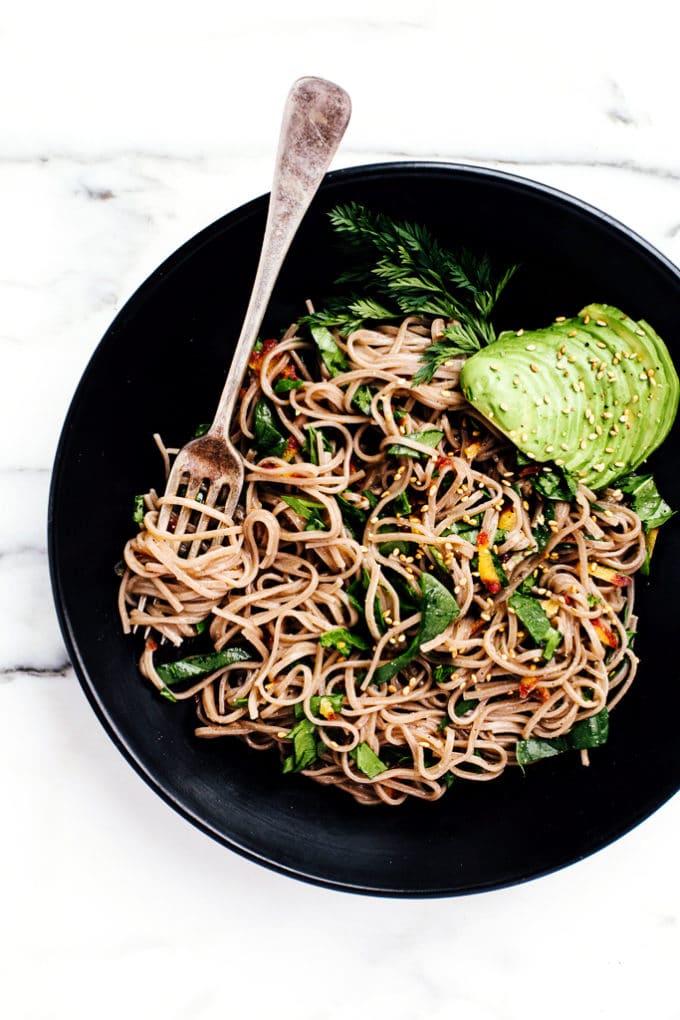 Soba Noodles with Carrot Ribbons and Miso Glaze from This Rawsome Vegan Cookbook by Emily von Euw