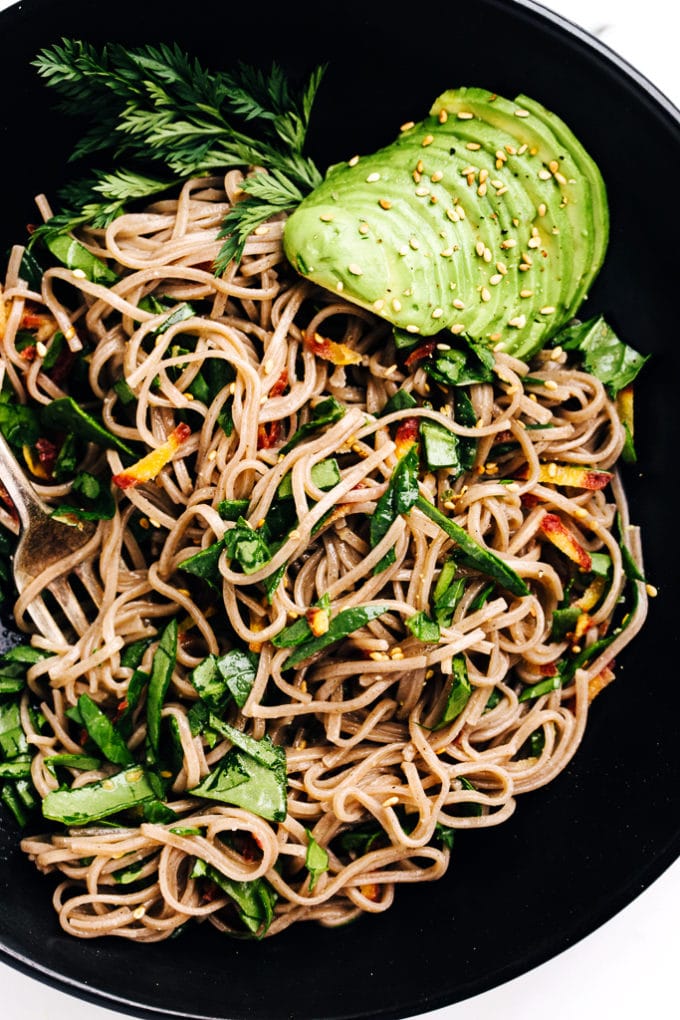 Soba Noodles with Carrot Ribbons and Miso Glaze from This Rawsome Vegan Cookbook by Emily von Euw