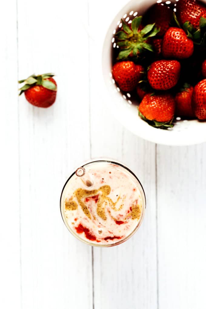 Almond Butter and Strawberry Jam Swirl Smoothie