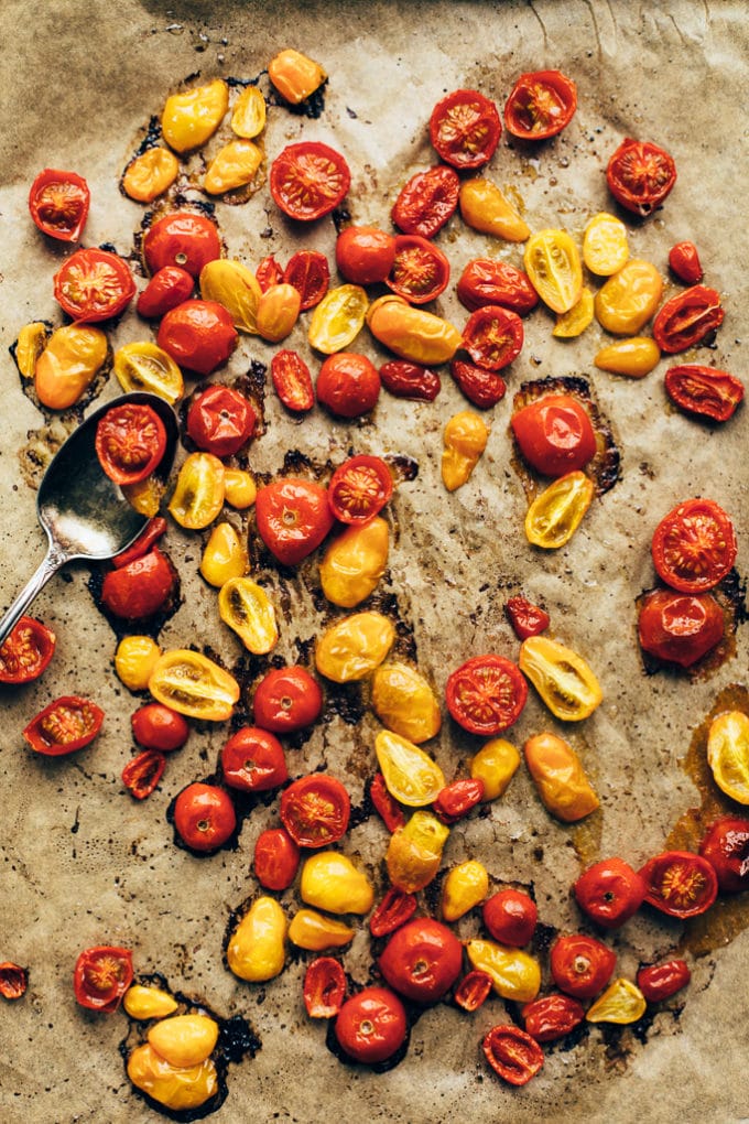 Balsamic Marinated Kale Salad with Bulgar and Roasted Tomatoes