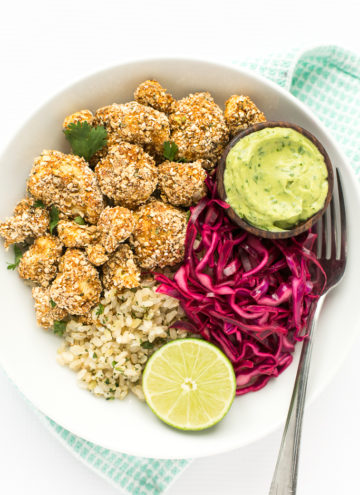 Crispy Cauliflower Power Bowls with Cilantro-Lime Brown Rice