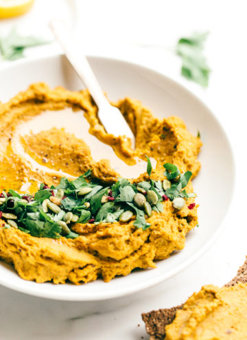 Carrot, Walnut & Red Lentil Hummus | A savory, spiced, and protein-packed snack!