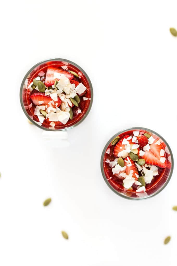 Coconut Yogurt Chia Seed Pudding Parfaits with Strawberry Jam | Vegan