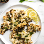 Lemon-Caper Cauliflower Steaks with Creamy Horseradish Sauce