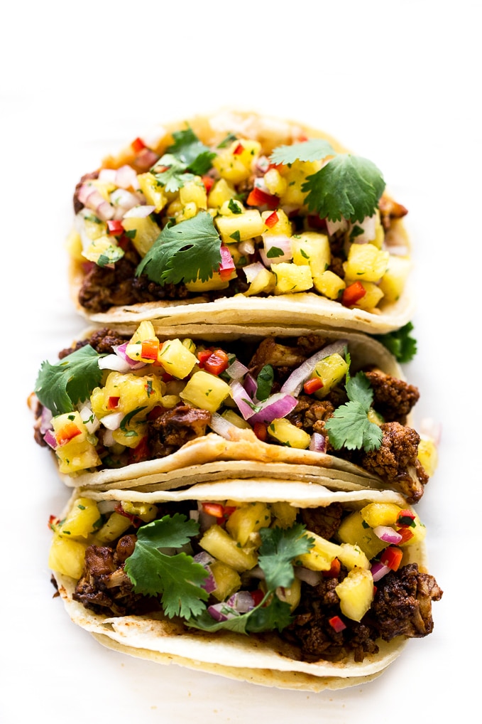 BBQ Cauliflower Tacos with Pineapple Salsa | Vegan, Gluten-Free