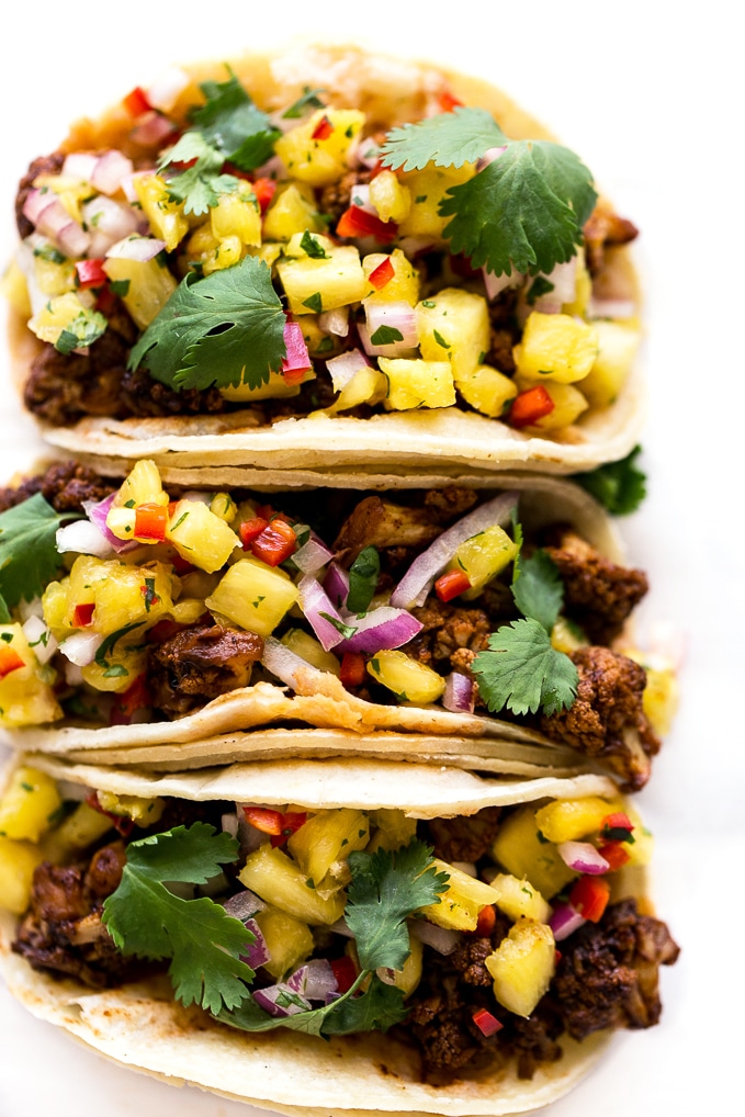 BBQ Cauliflower Tacos with Pineapple Salsa | Vegan, Gluten-Free