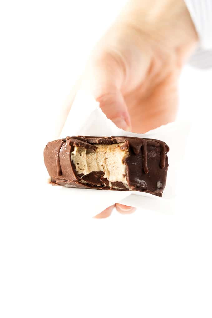 Salted Caramel-Cashew Chocolate Covered Ice Cream Bars (Vegan)