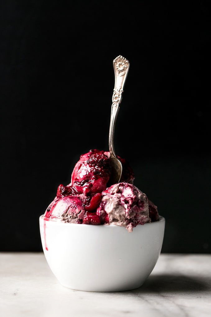 Strawberry Ice Cream with Berry Swirl | Vegan, No-Churn