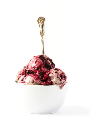 Strawberry Ice Cream with Berry Swirl | Vegan, No-Churn