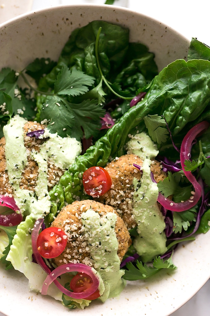 Herbed Cauliflower Patty Sandwiches with Green Tzatziki | Vegan + Gluten- and Grain-Free Options