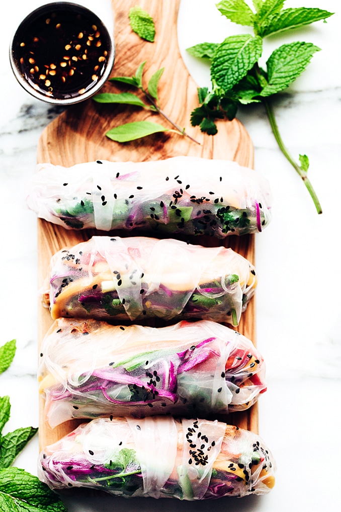 Rainbow Summer Rolls with Chile-Garlic Tofu