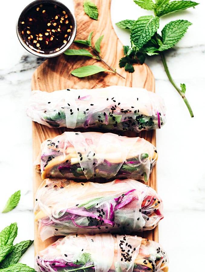 Rainbow Summer Rolls with Chile-Garlic Tofu