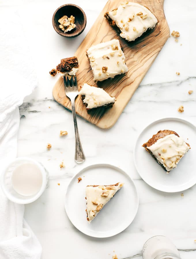 Vegan Carrot Cake Blondies with Cashew-Coconut Icing