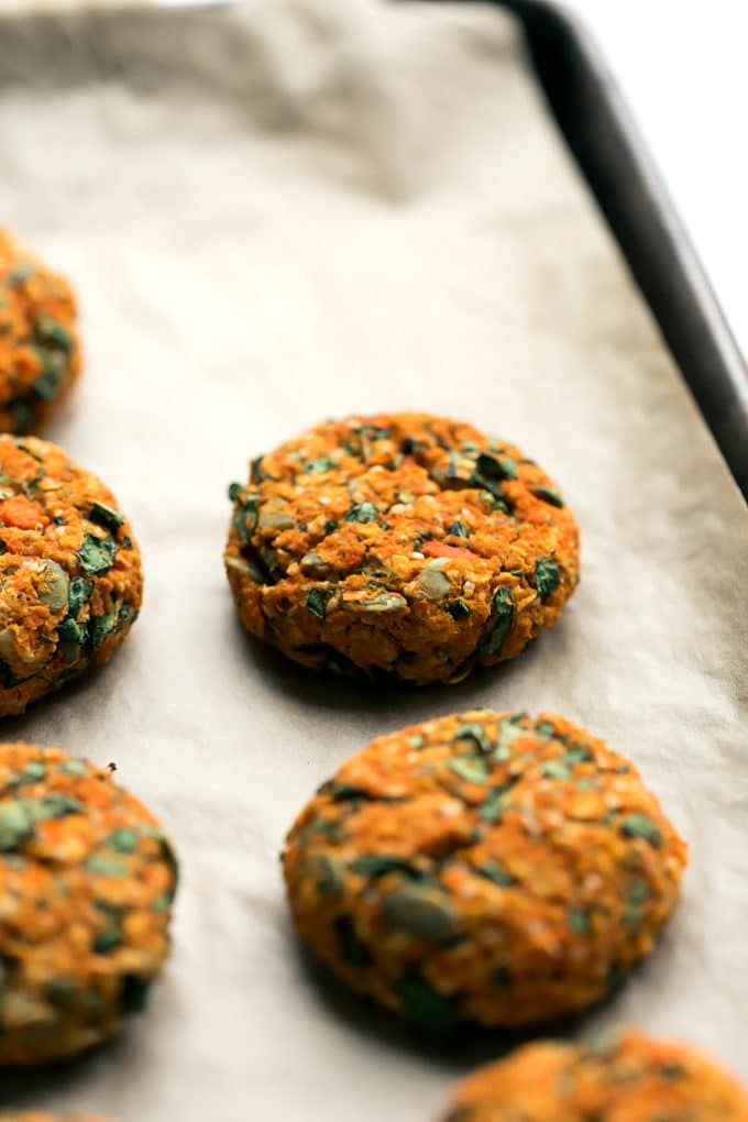 Carrot-Lentil Cakes with Garlic-Herb Tahini Sauce