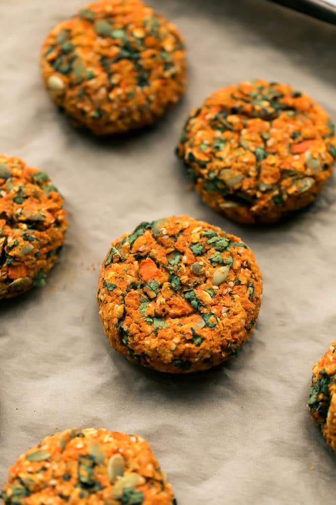 Carrot-Lentil Cakes with Garlic-Herb Tahini Sauce