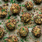 Vegan Walnut, Sage & Cranberry Stuffed Holiday Mushrooms