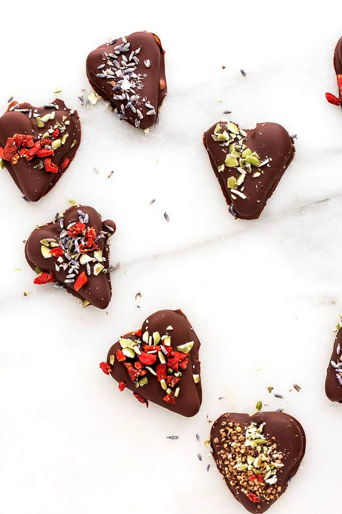 Love Wins Chocolate-Covered Date Caramel Hearts