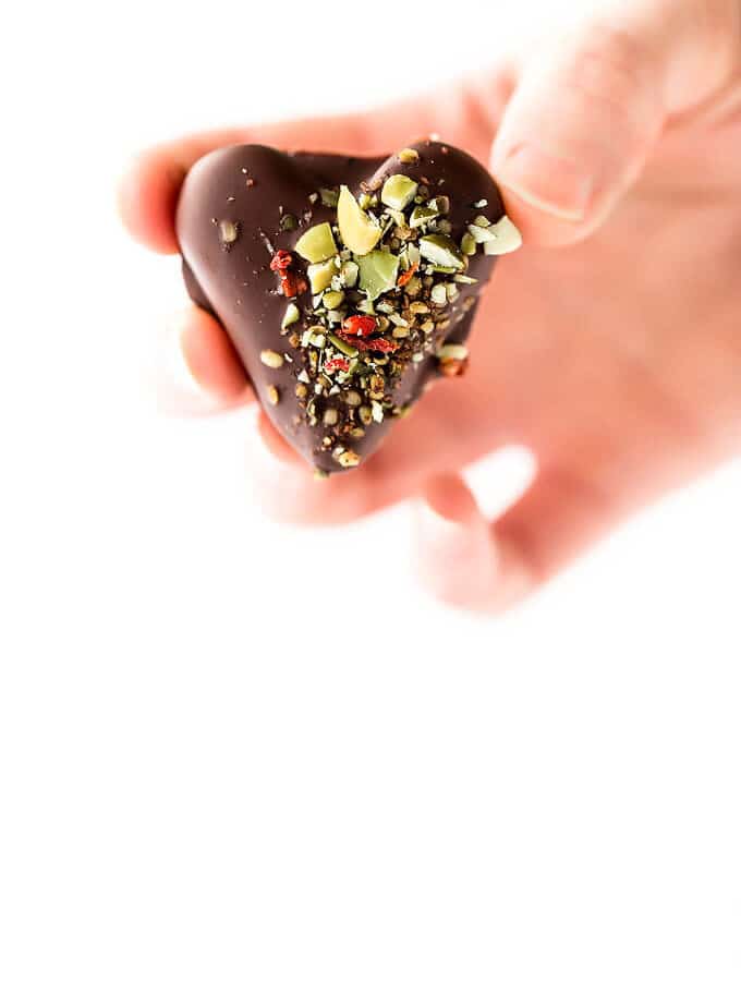 Love Wins Chocolate-Covered Date Caramel Hearts