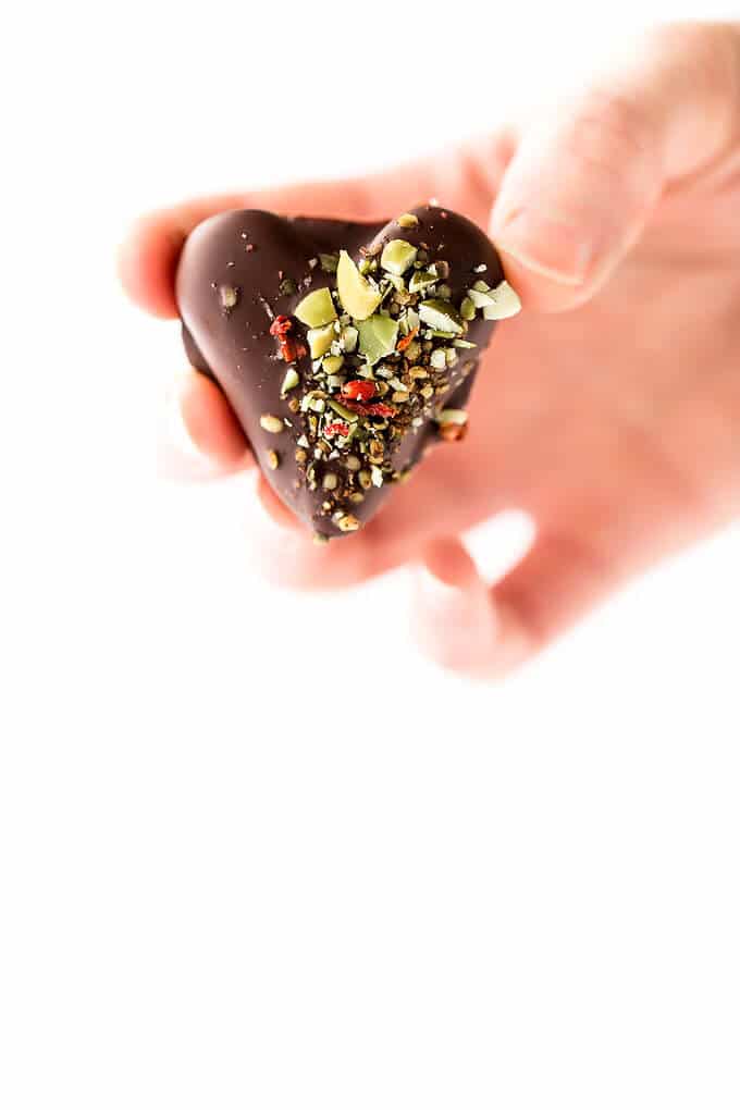 Love Wins Chocolate-Covered Date Caramel Hearts