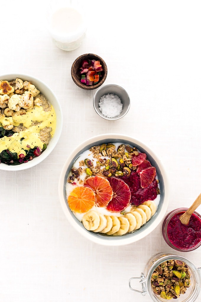 Grab-n-Go Vegan Breakfast Power Bowls Two Ways: Sweet + Savory