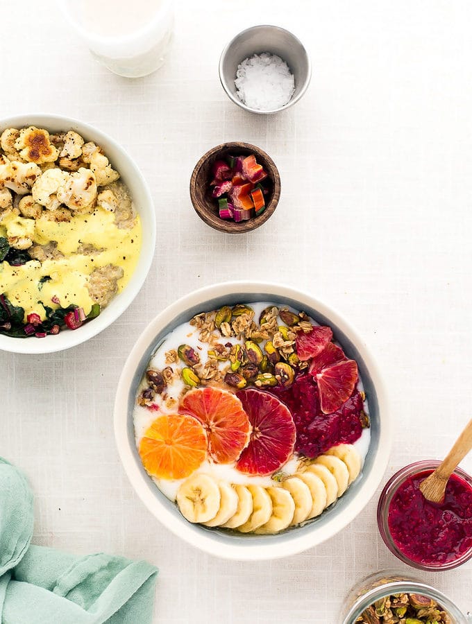 Grab-n-Go Vegan Breakfast Power Bowls Two Ways: Sweet + Savory