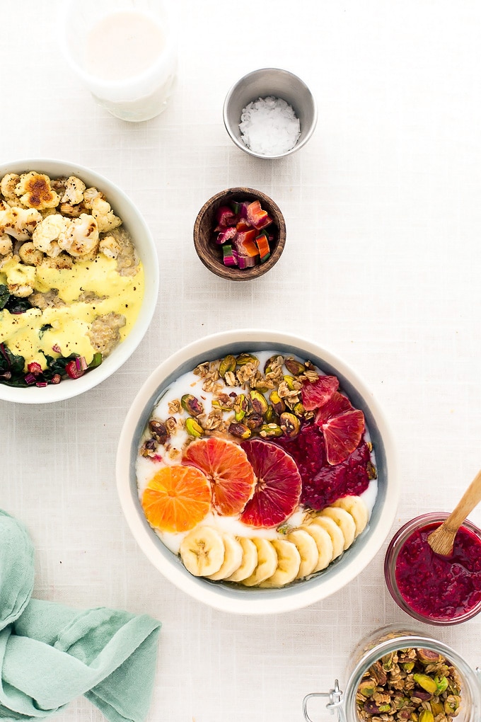 Grab-n-Go Vegan Breakfast Power Bowls Two Ways: Sweet + Savory