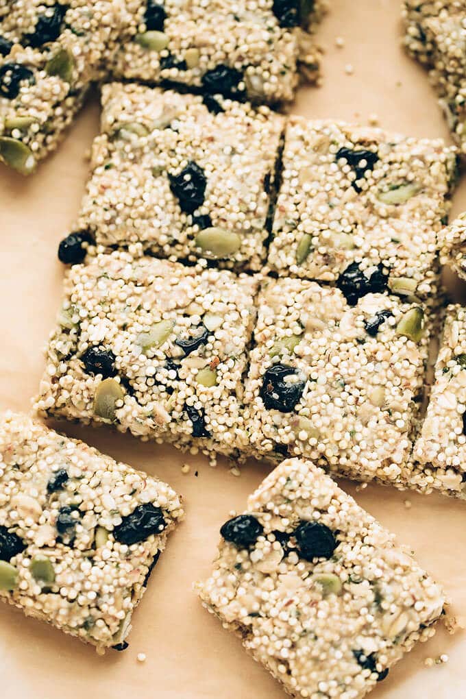 Chewy Vegan Blueberry Millet-Quinoa Snack Bars