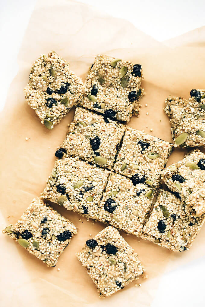 Chewy Vegan Blueberry Millet-Quinoa Snack Bars