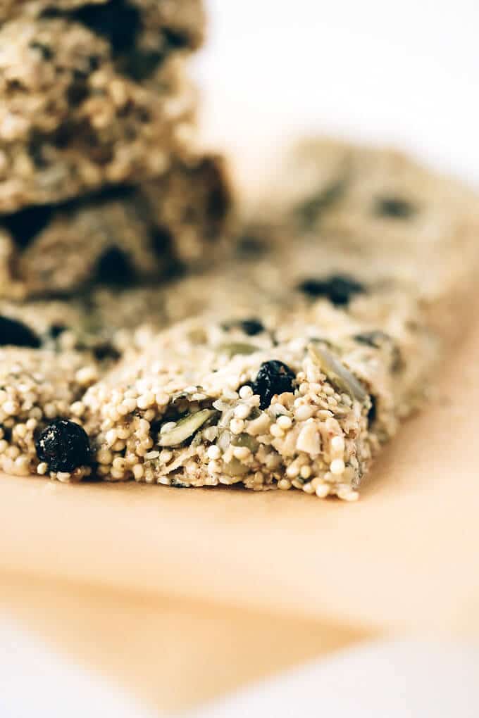 Chewy Vegan Blueberry Millet-Quinoa Snack Bars