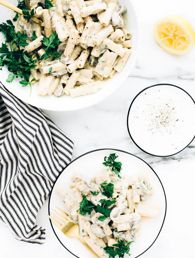 Creamy Vegan Garlic Mushroom Pasta