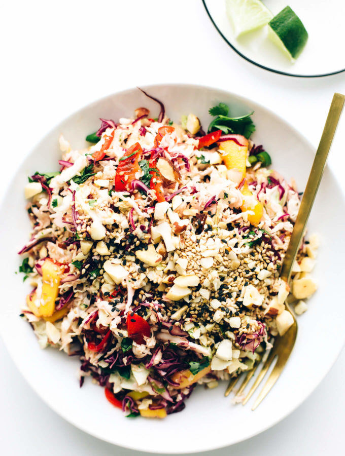 Shredded Rainbow Slaw with Sweet Tamari-Sesame Dressing